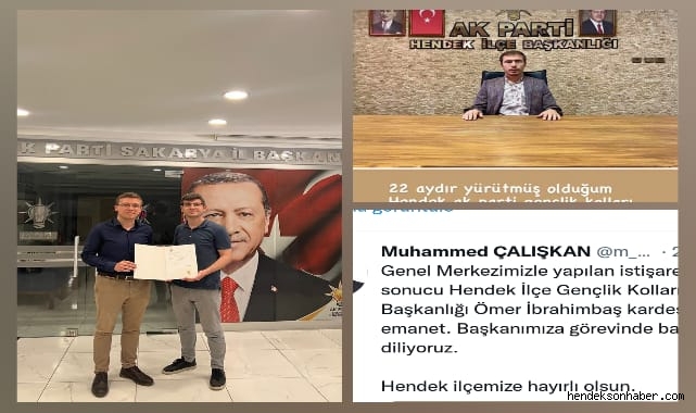 Hendek Ak Parti Gençlik Kolları Başkanlık Koltuğuna Ömer İbrahimbaş Atandı