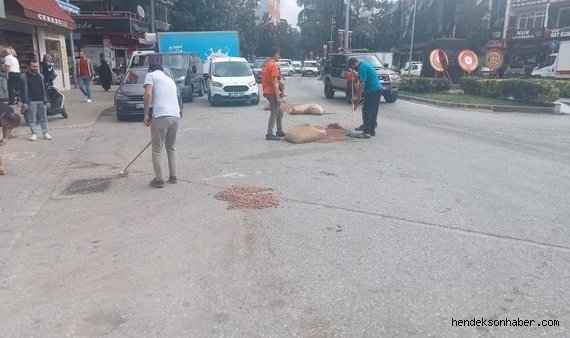 Hendek Meydanda fındıklar Yerlere Saçıldı