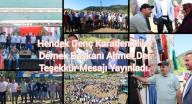 Hendek Genç Karadenizliler Dernek Başkanı Ahmet Der Teşekkür Mesajı Yayınladı