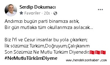 İYİ Parti Sakarya İl Başkanlığı Andımız'ın yazılı olduğu pankartı il binasına astı.