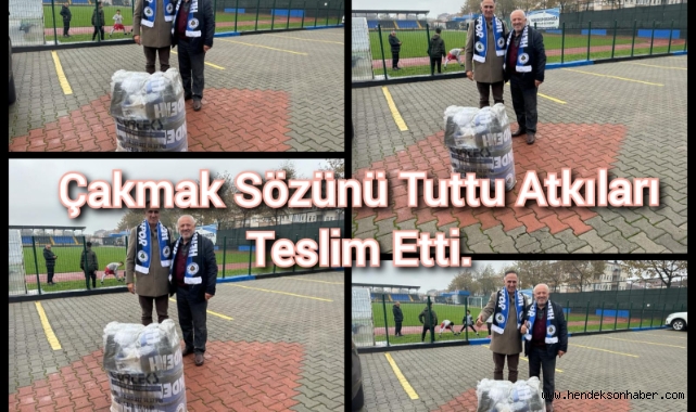 Eski Başkan Çakmak sözünü tuttu atkıları Bahadır'a teslim etti.