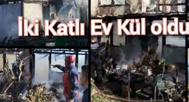 Hendek'te iki katlı ev kül oldu