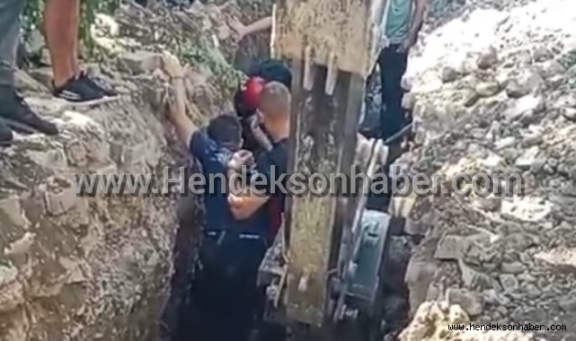 Hendek'te Hareketli Anlar Yağmur suyu kanalına sıkışan genç yaralandı