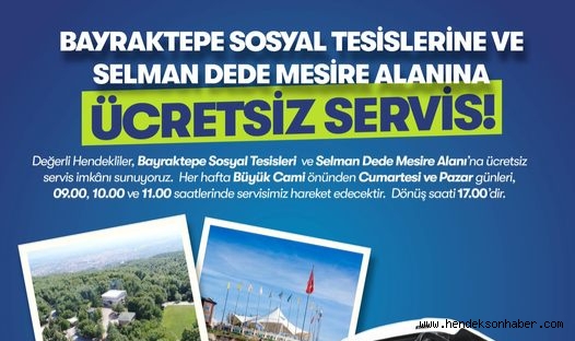 Hendek Belediyesi’nden Selman Dede Mesire Alanına Ücretsiz Servis