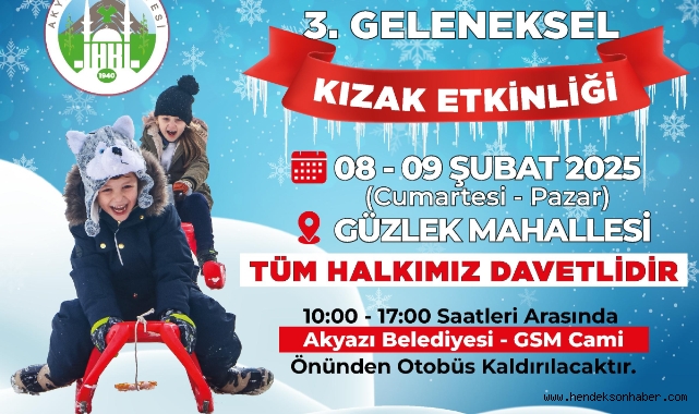 Akyazı Belediyesi’nden hafta sonu kızak etkinliği 
