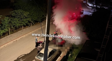 Hendek'te Otomobil gece yarısı alev aldı