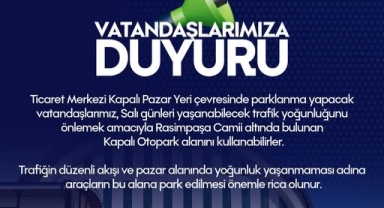 Hendek ​Belediyesi'nden  Otopark Çağrısı: Salı Günleri "Rasimpaşa Kapalı Otoparkı Kullanın"