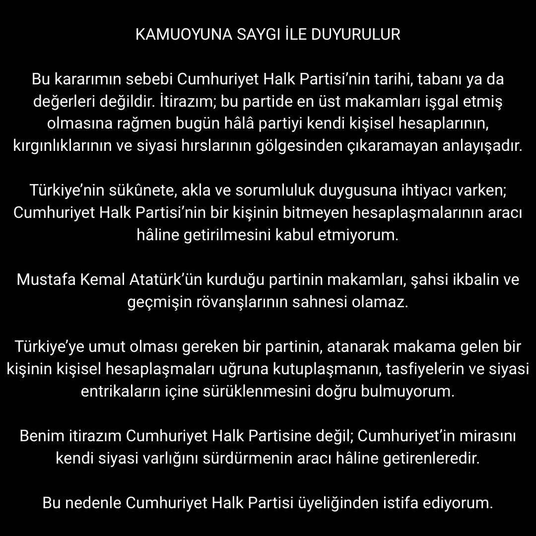 Ümit Dikbayır CHP’den İstifa Etti....