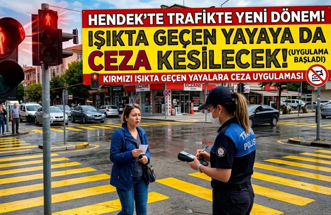 HENDEK’TE IŞIKTA GEÇEN YAYAYA DA CEZA KESİLECEK!